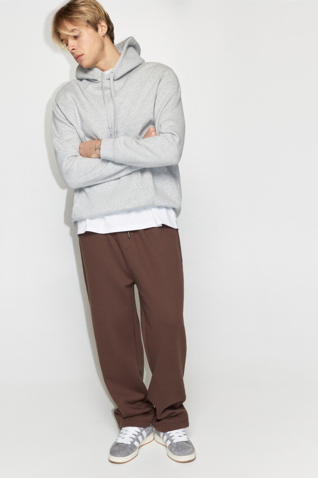 Брюки-джоггеры флисовые с поясом на завязках - цвет коричневый - 1