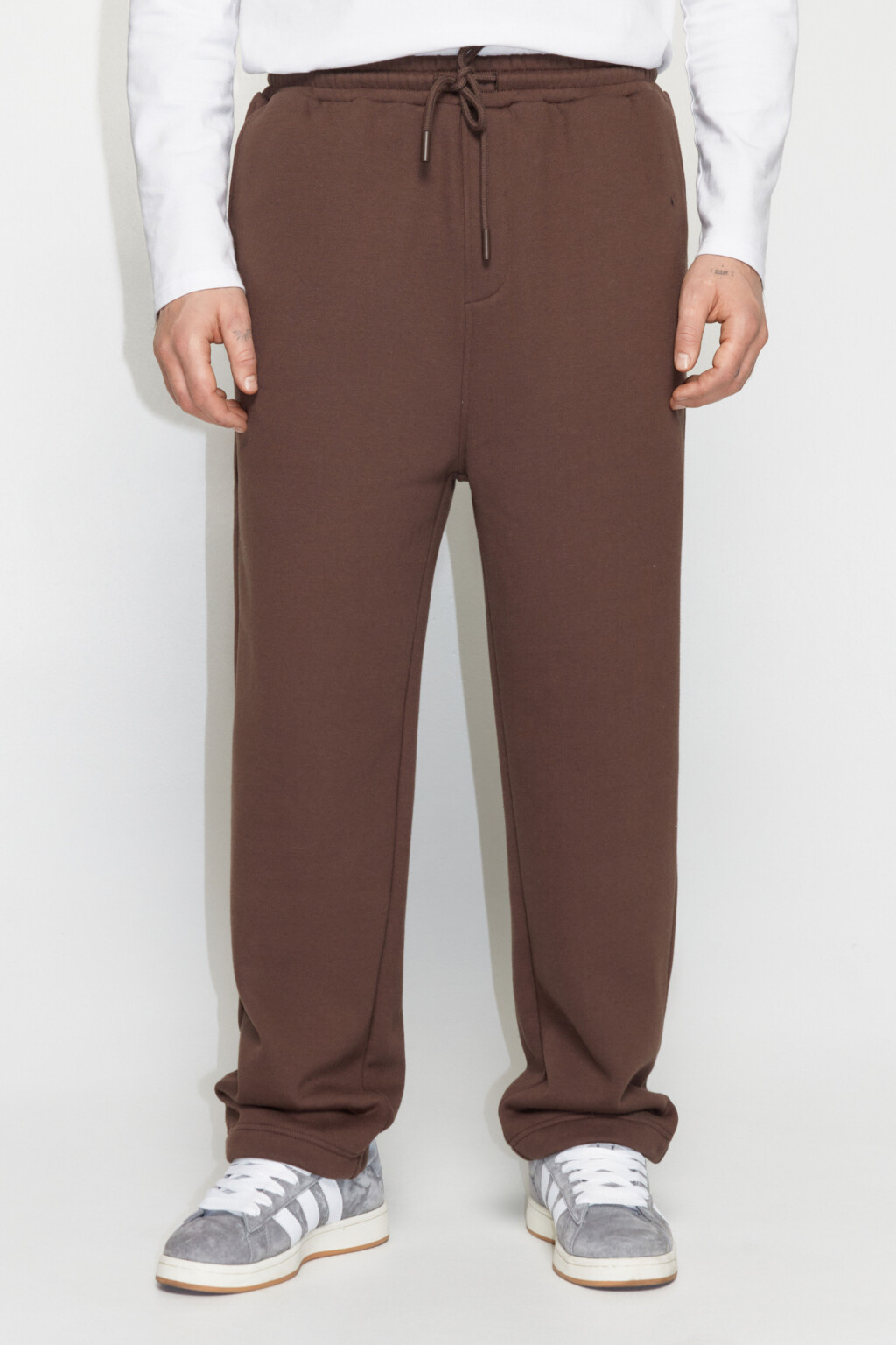 Брюки-джоггеры флисовые с поясом на завязках - цвет коричневый - 2