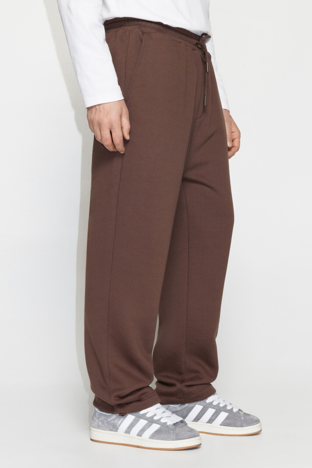 Брюки-джоггеры флисовые с поясом на завязках - цвет коричневый - 3