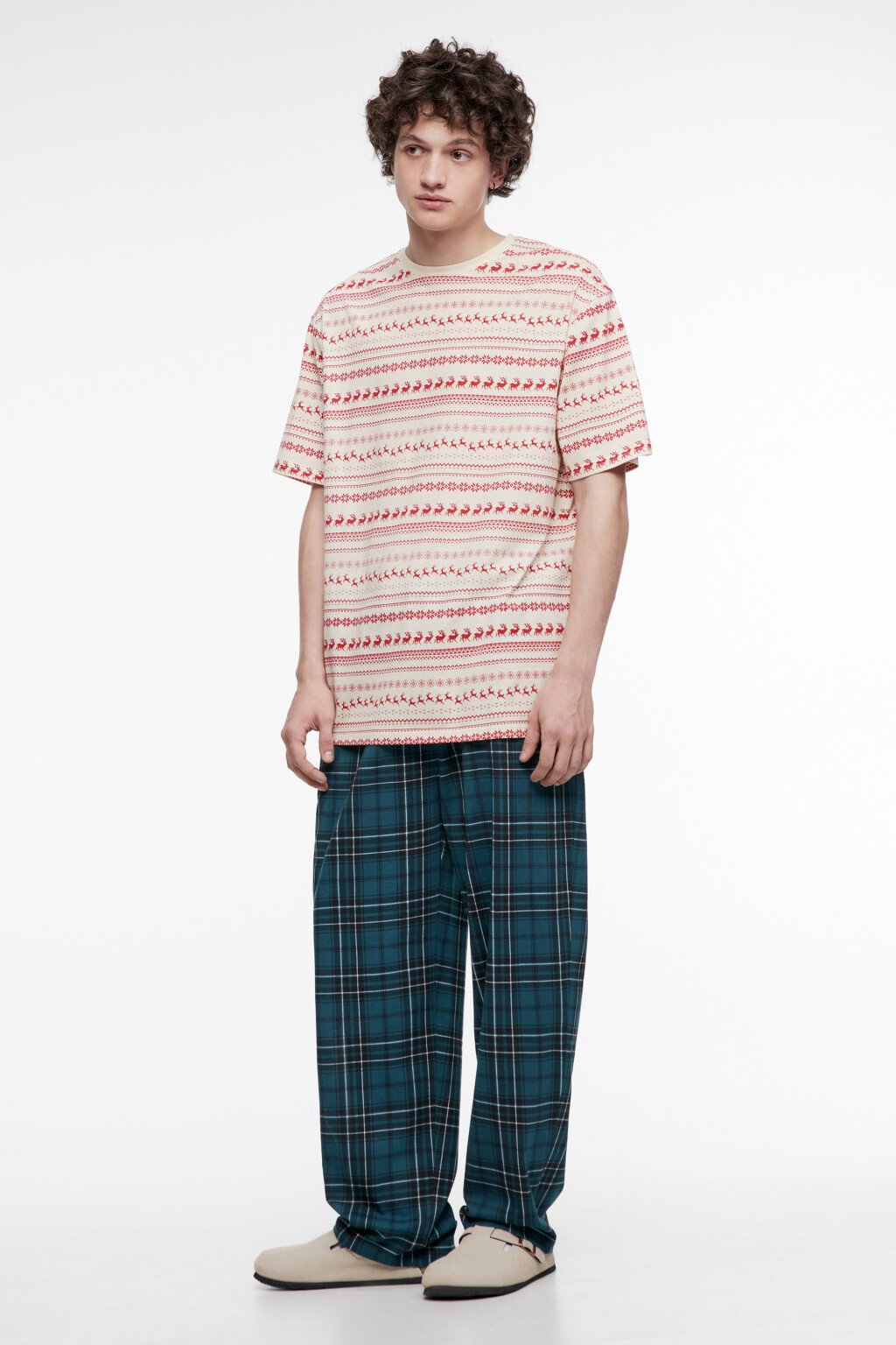 Комплект пижамный хлопковый с футболкой и брюками - цвет мультиколор - 2