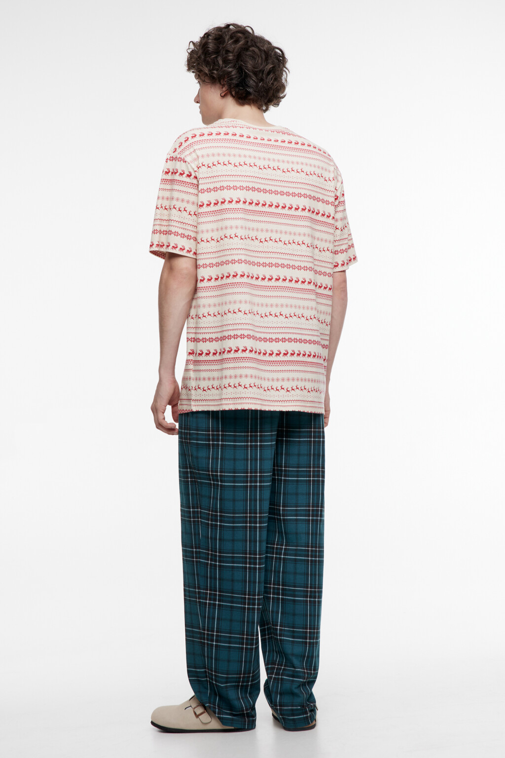 Комплект пижамный хлопковый с футболкой и брюками - цвет мультиколор - 3