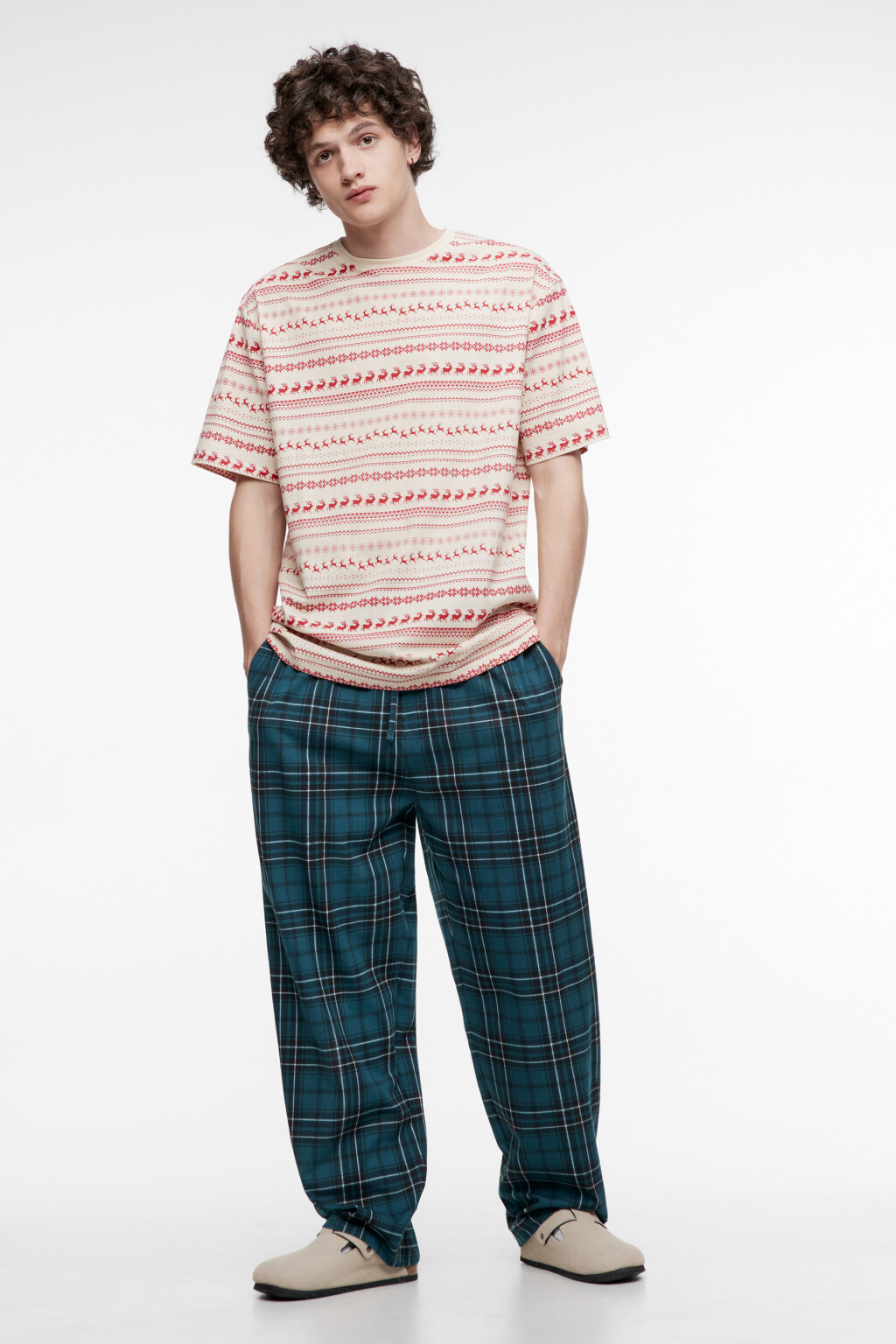 Комплект пижамный хлопковый с футболкой и брюками - цвет мультиколор - 4