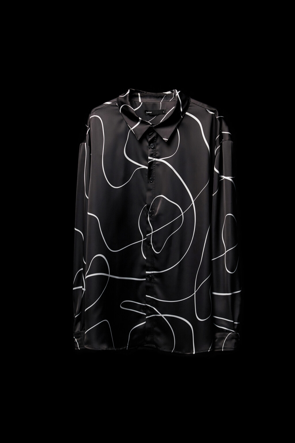 Рубашка атласная с принтом-абстракцией - цвет черный - 11
