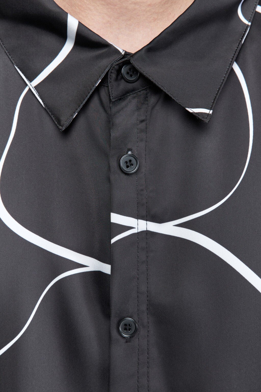 Рубашка атласная с принтом-абстракцией - цвет черный - 10