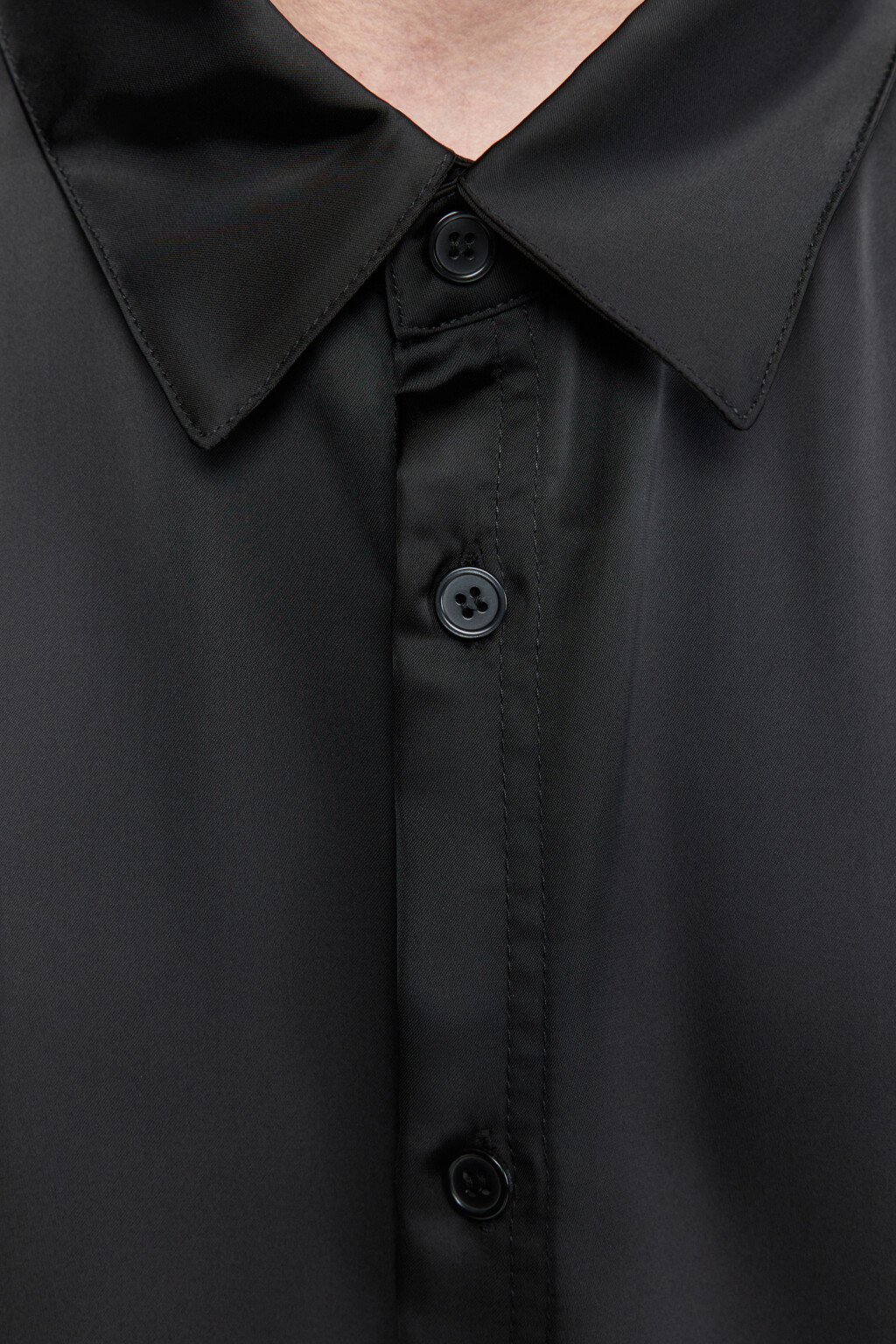 Рубашка атласная с длинными рукавами - цвет черный - 8