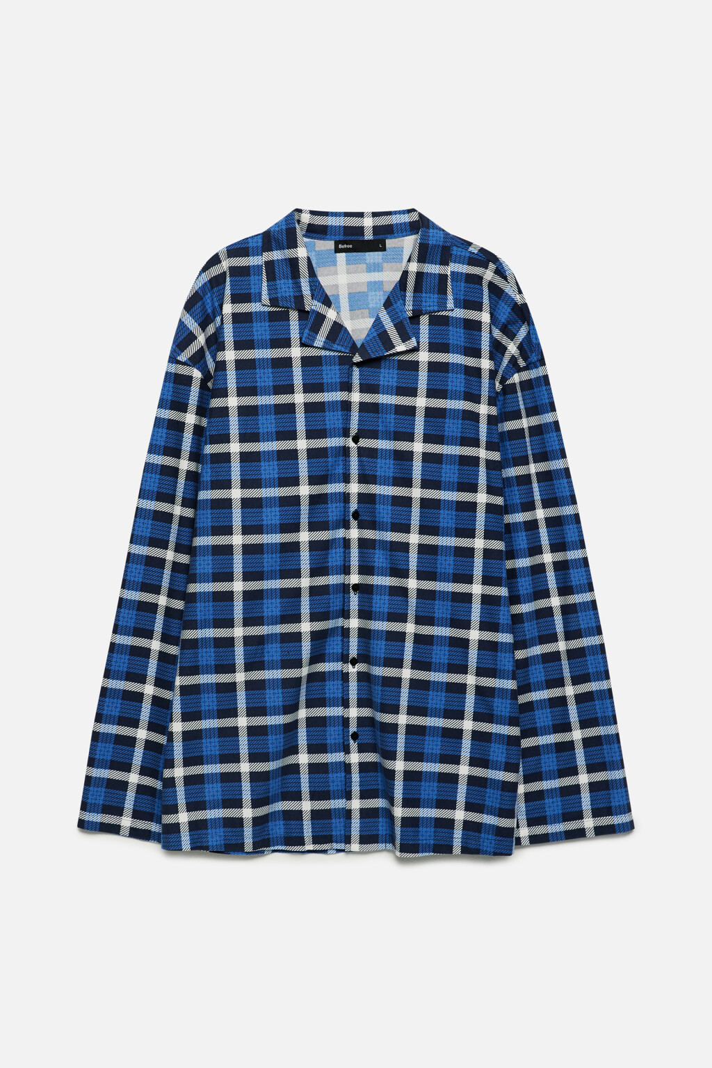 Рубашка пижамная с принтом в клетку - цвет голубой - 8