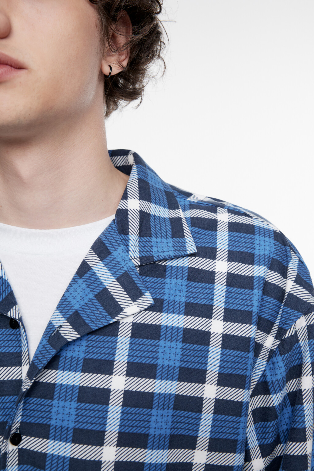 Рубашка пижамная с принтом в клетку - цвет голубой - 6