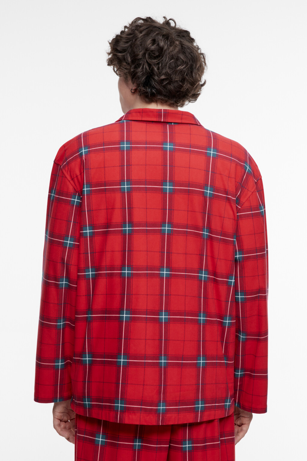 Рубашка пижамная с принтом в клетку - цвет красный - 5