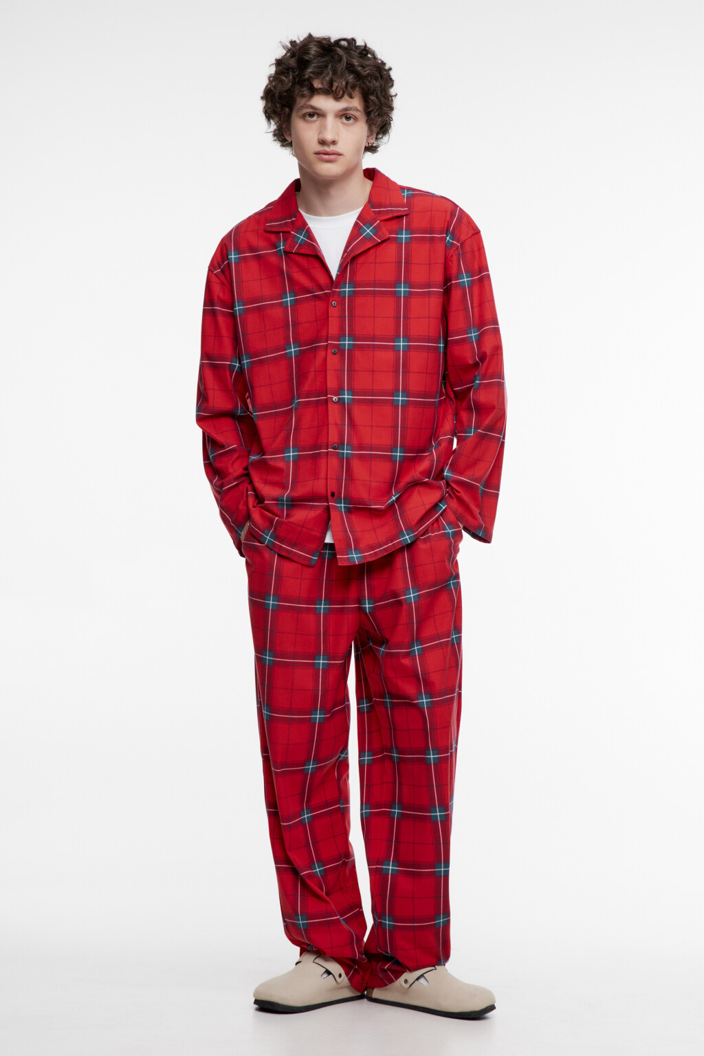 Рубашка пижамная с принтом в клетку - цвет красный - 6