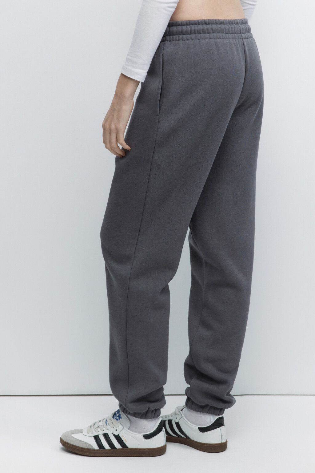 Брюки-джоггеры утепленные с начесом - цвет серый - 2