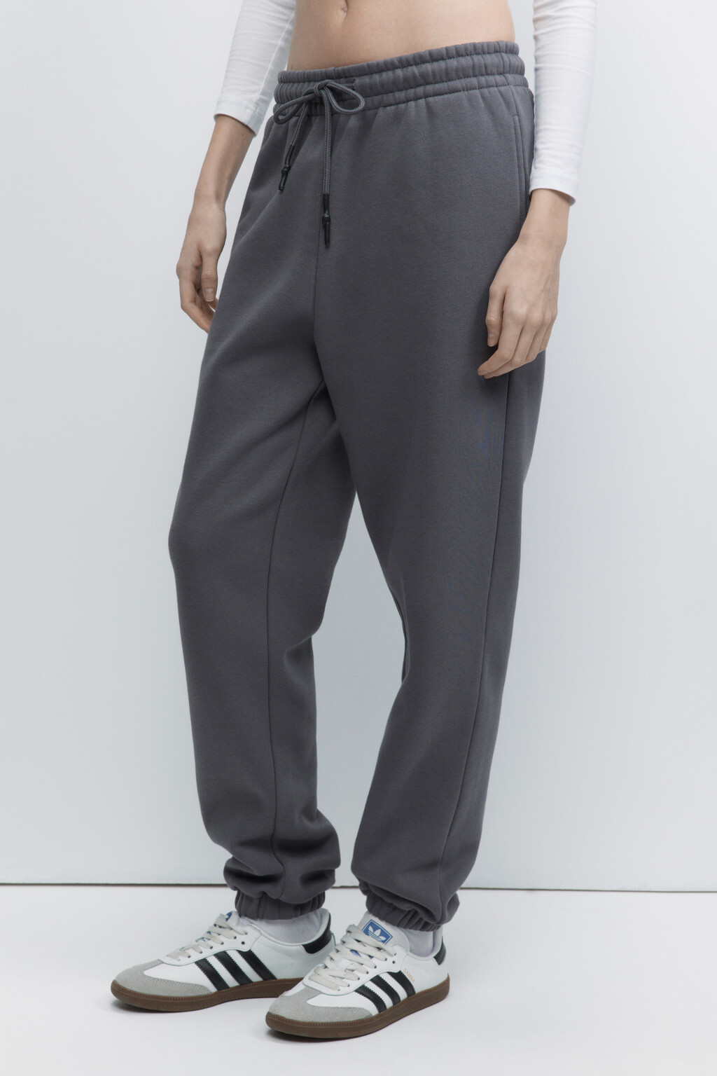 Брюки-джоггеры утепленные с начесом - цвет серый - 3