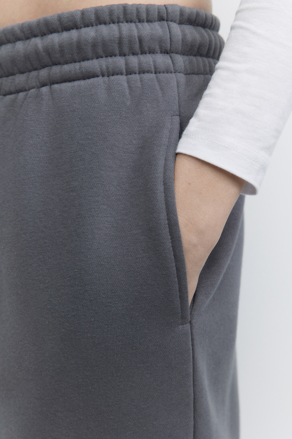 Брюки-джоггеры утепленные с начесом - цвет серый - 6