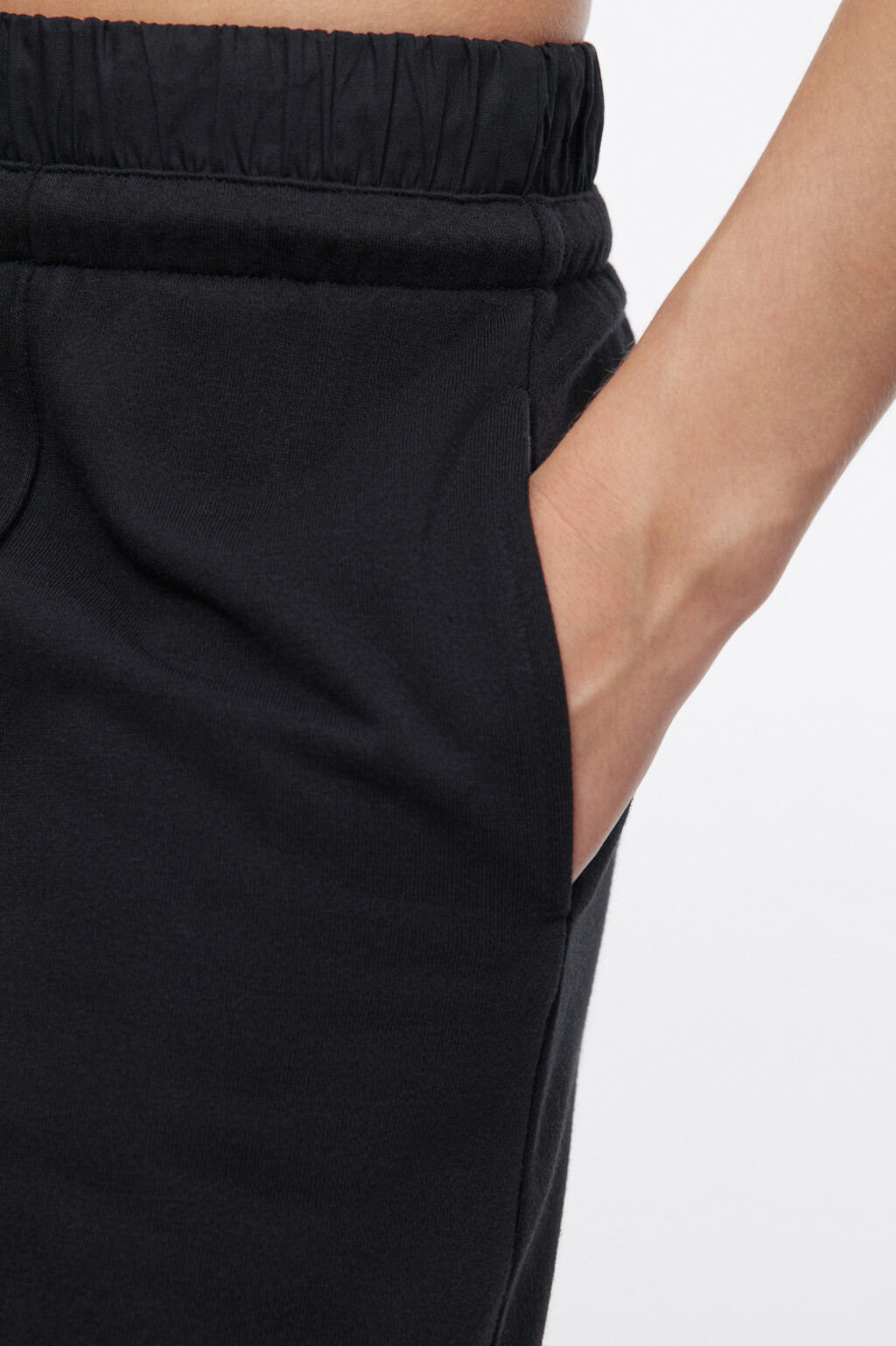 Брюки широкие трикотажные с двойным поясом - цвет черный - 7