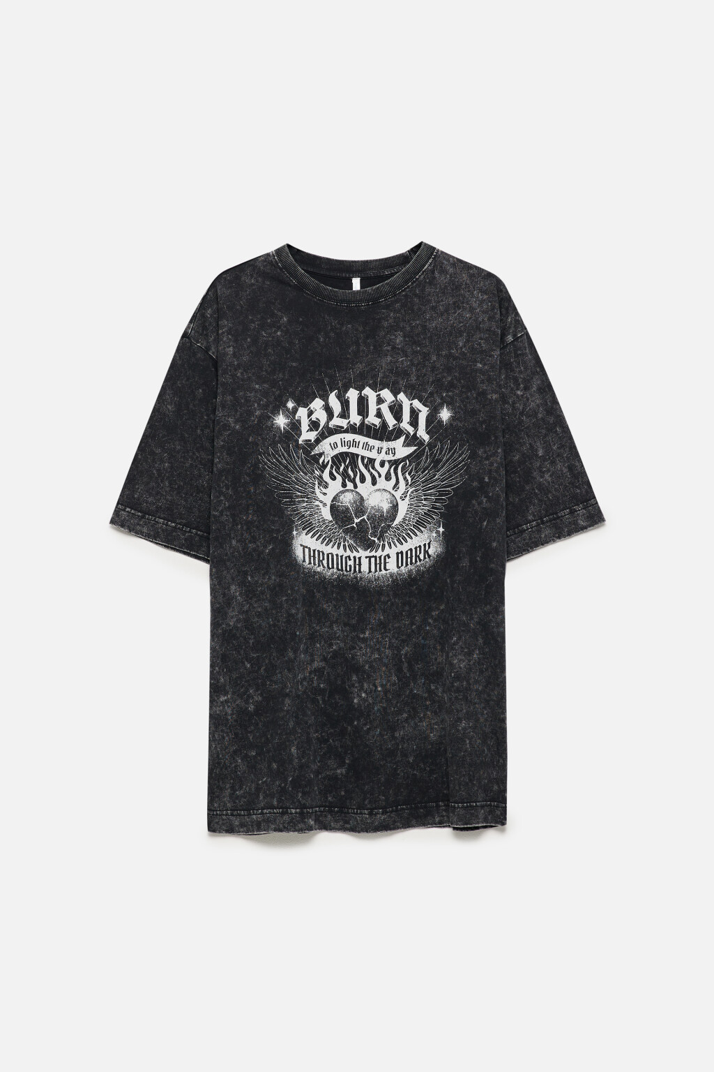 Платье-футболка с вареным эффектом и принтом - цвет серый - 9