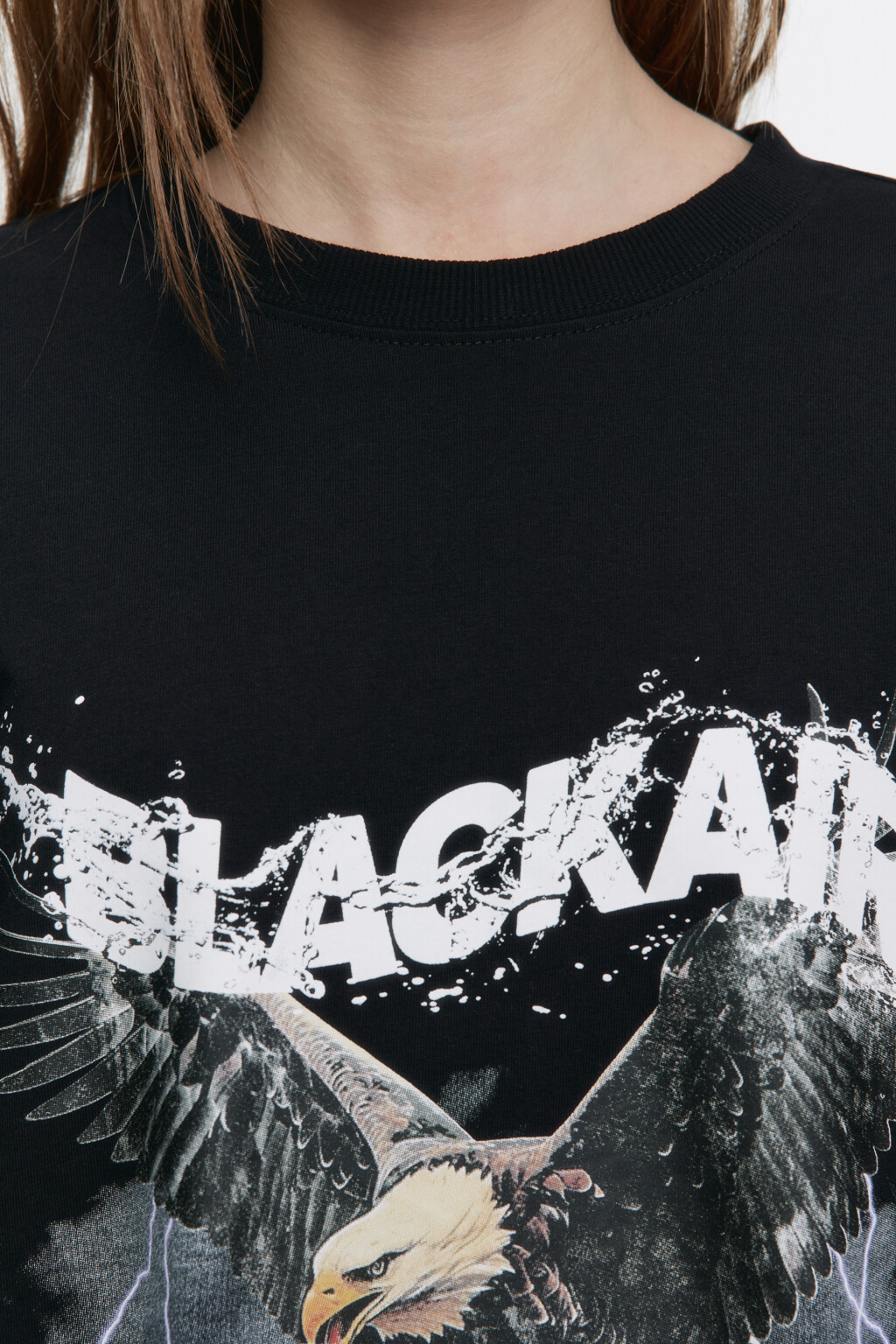 Платье-футболка oversize хлопковое с принтом - цвет черный - 6