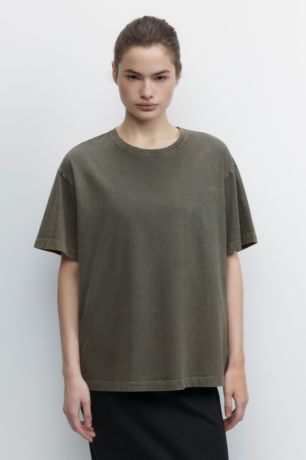 Футболка oversize рваная с вареным эффектом - цвет зеленый - 2