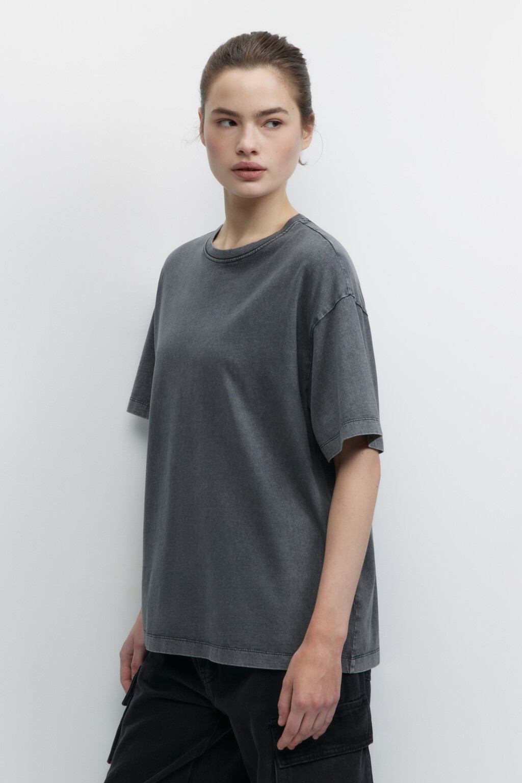 Футболка oversize рваная с вареным эффектом - цвет серый - 3