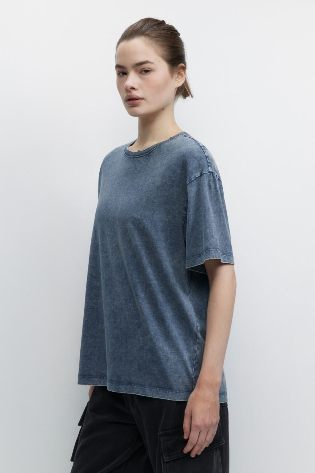 Футболка oversize рваная с вареным эффектом - цвет синий - 4