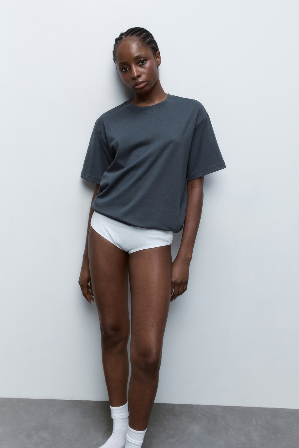 Футболка oversize хлопковая базовая - цвет серый - 4