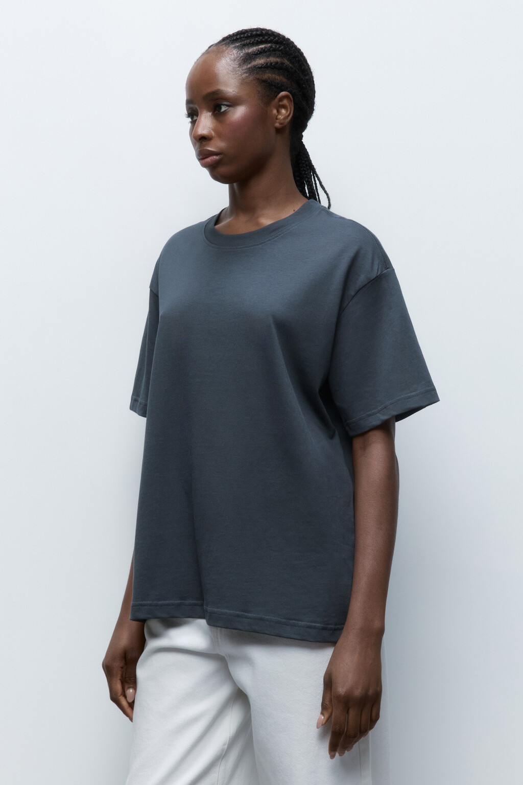 Футболка oversize хлопковая базовая - цвет серый - 2