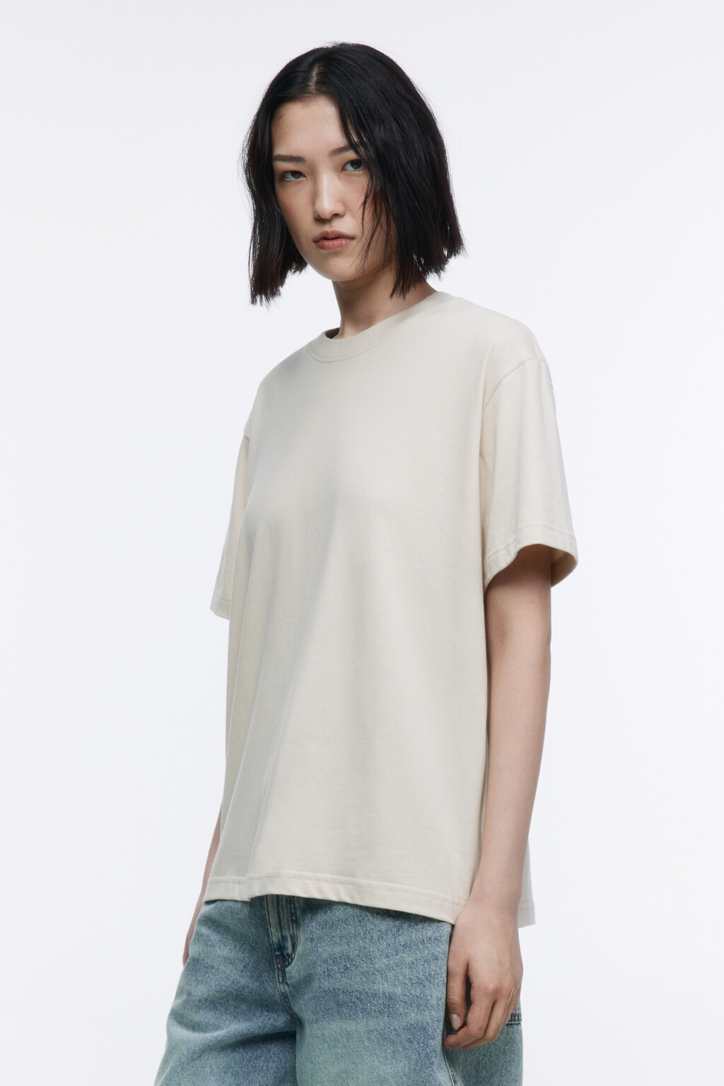 Футболка oversize хлопковая базовая - цвет бежевый - 3