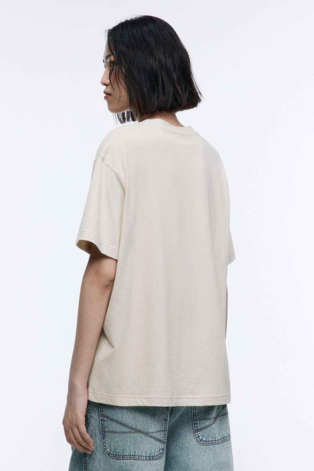 Футболка oversize хлопковая базовая - цвет бежевый - 4