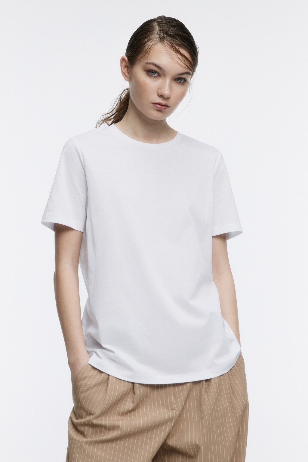 Футболка базовая из мерсеризованного хлопка - цвет белый - 2