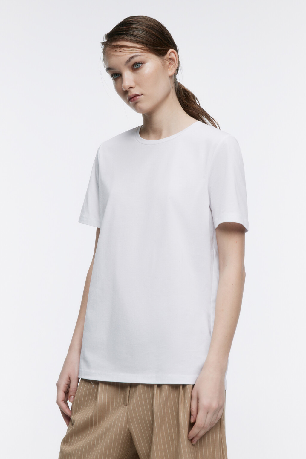 Футболка базовая из мерсеризованного хлопка - цвет белый - 3