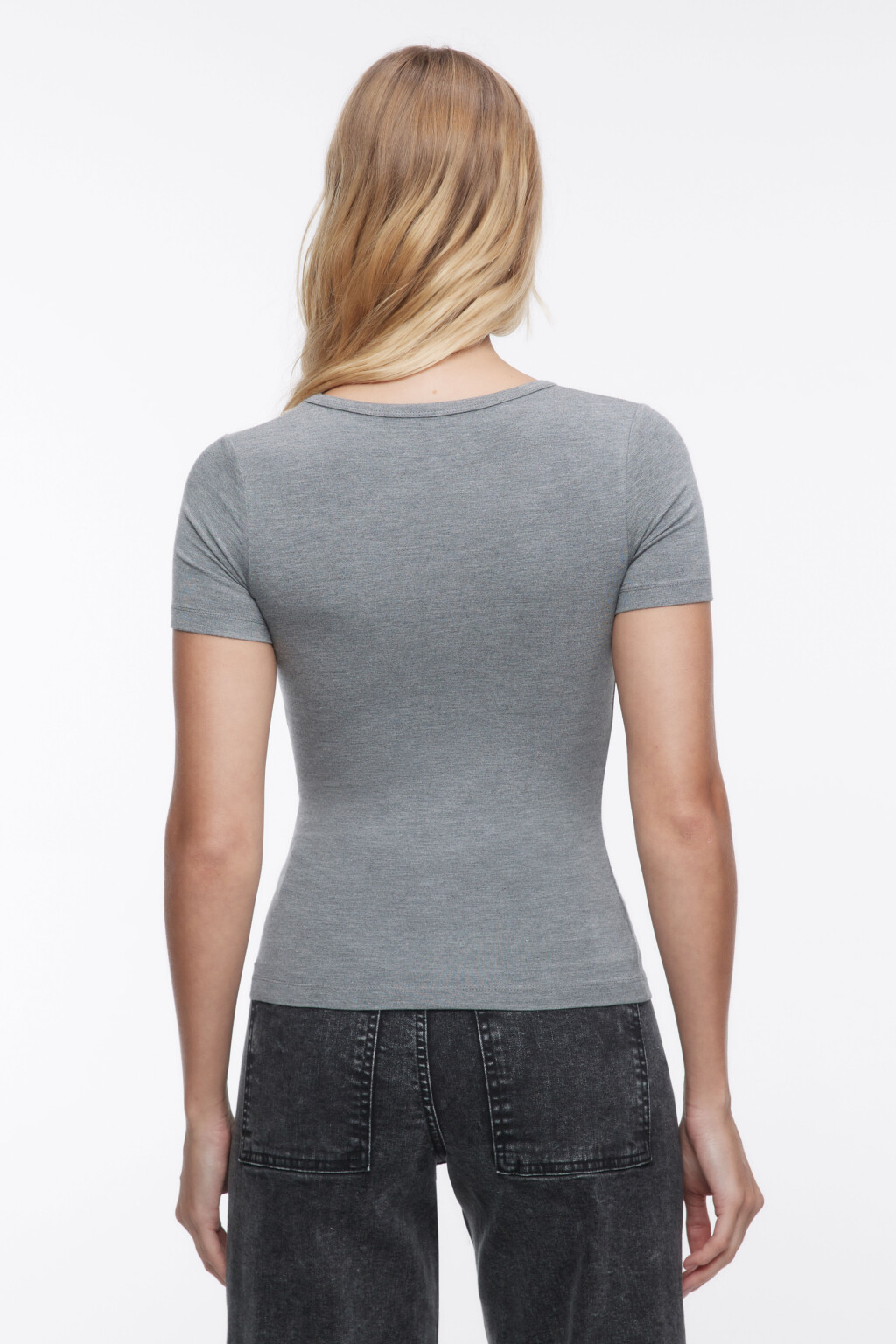 Футболка облегающая из лиоцелла - цвет серый - 4