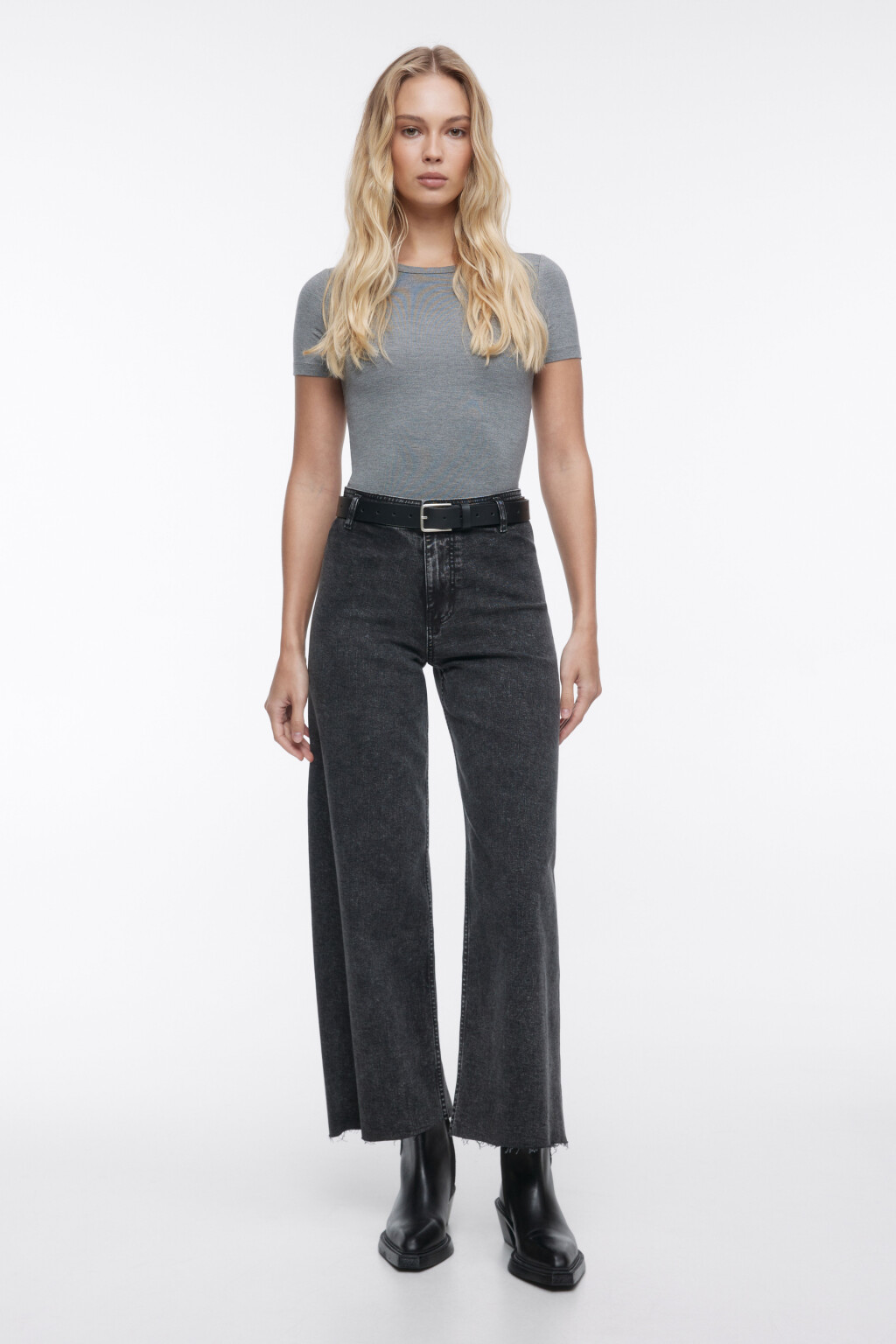 Футболка облегающая из лиоцелла - цвет серый - 1