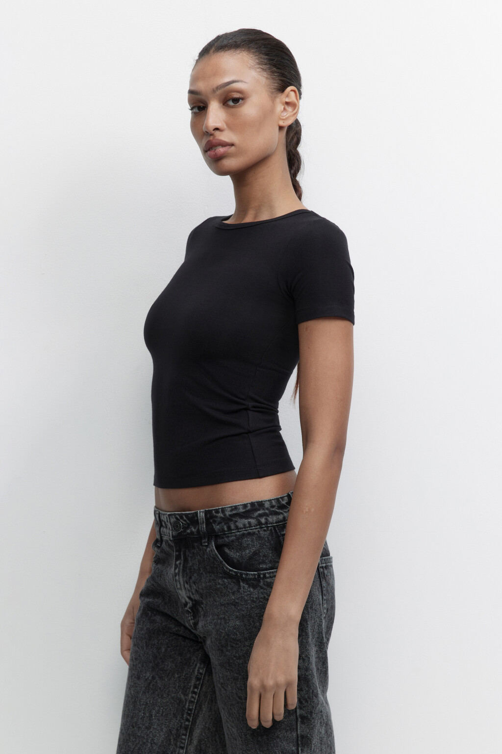 Футболка облегающая из лиоцелла - цвет черный - 3