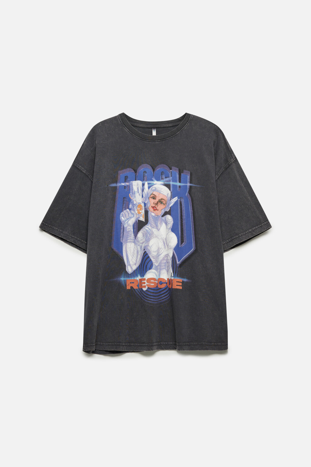 Футболка oversize вареная с принтом - цвет серый - 8