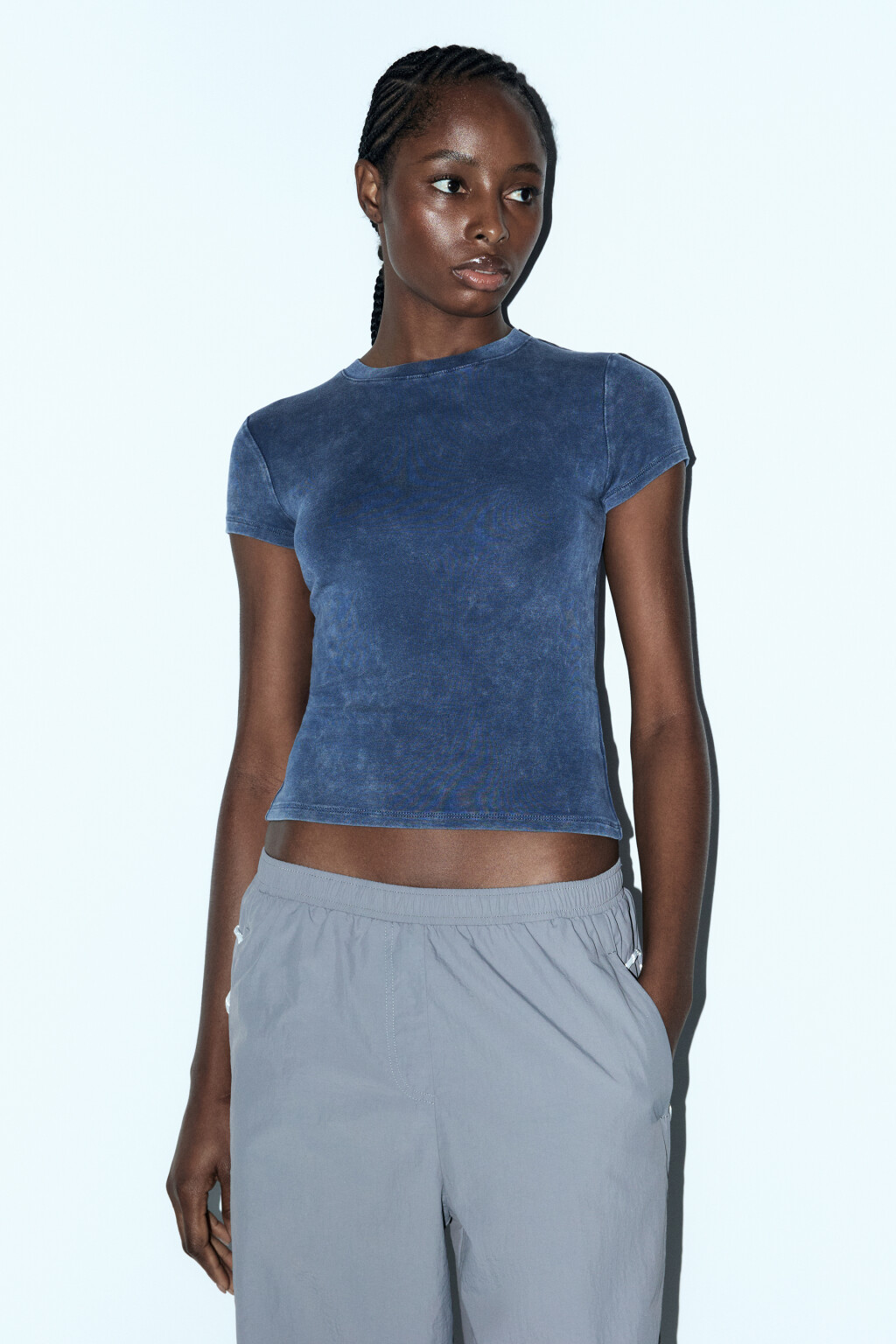 Футболка облегающая с вареным эффектом - цвет синий - 3