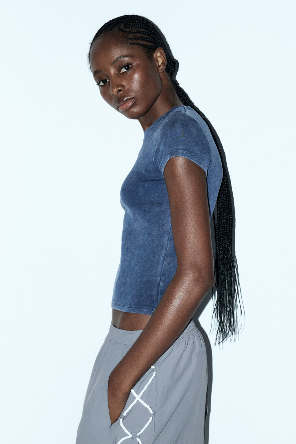 Футболка облегающая с вареным эффектом - цвет синий - 4