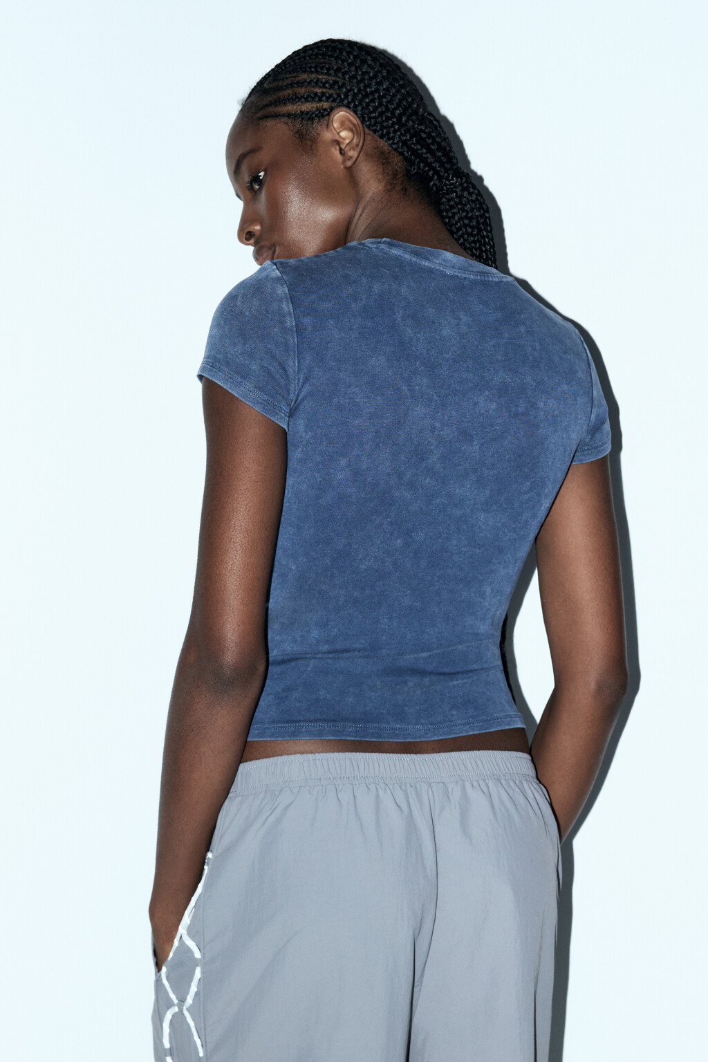 Футболка облегающая с вареным эффектом - цвет синий - 5