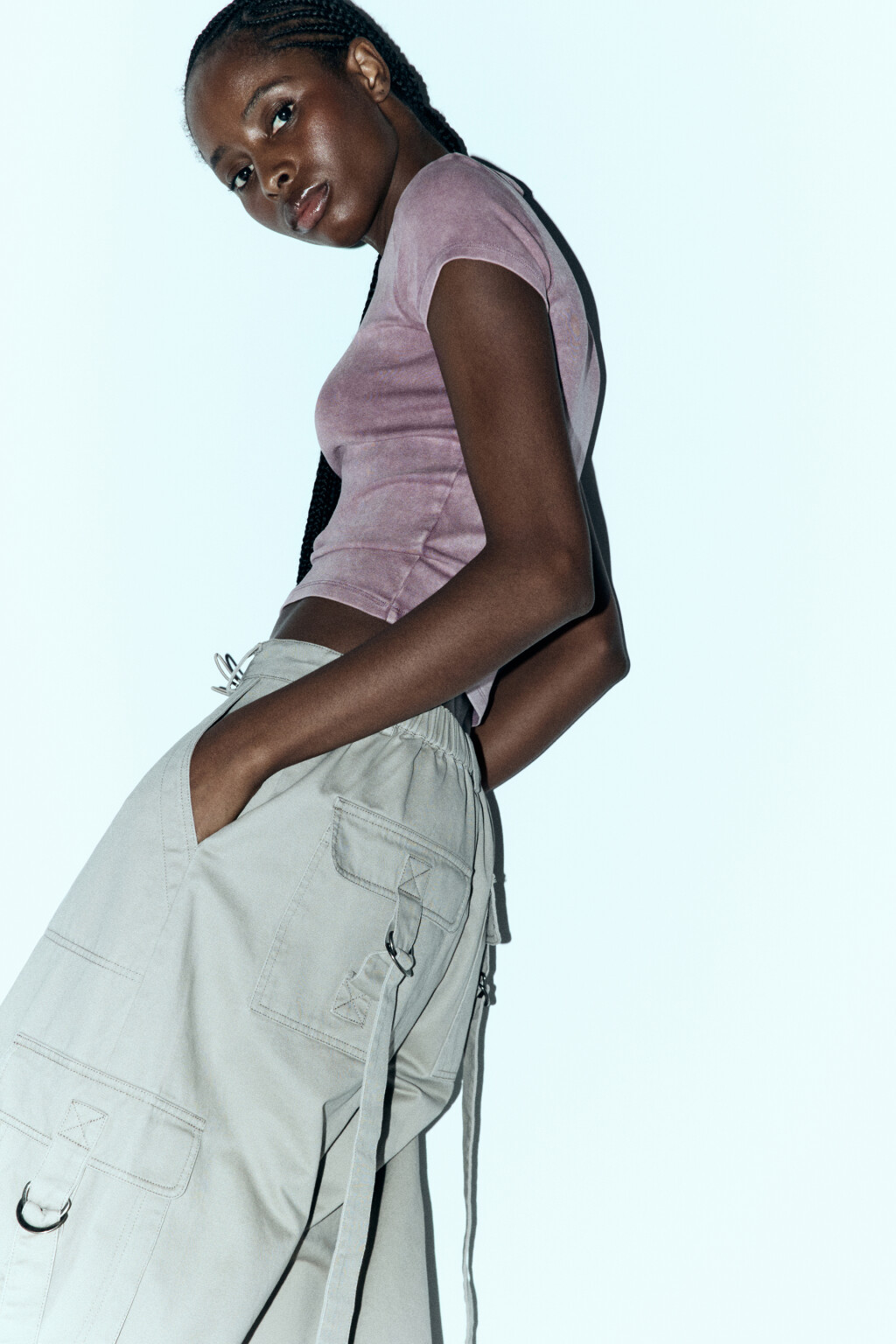 Футболка облегающая с вареным эффектом - цвет розовый - 1