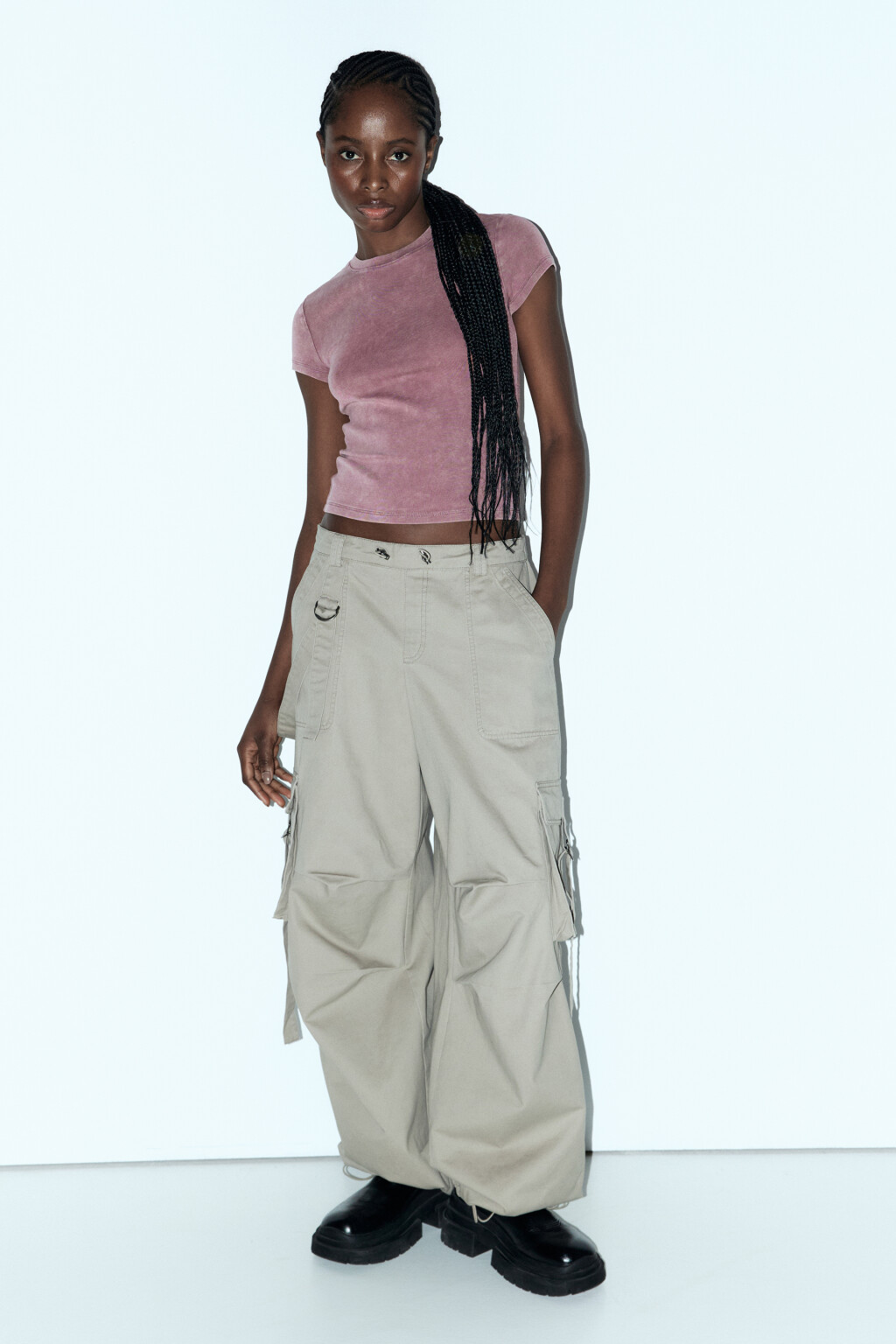 Футболка облегающая с вареным эффектом - цвет розовый - 5