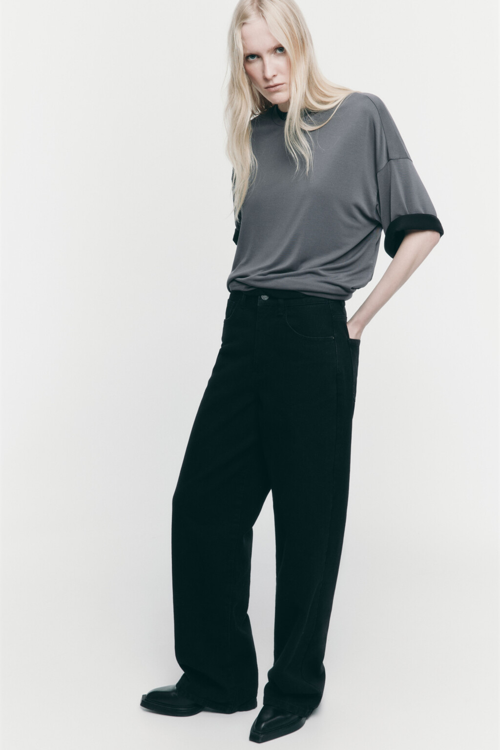 Футболка oversize из модала - цвет серый - 1