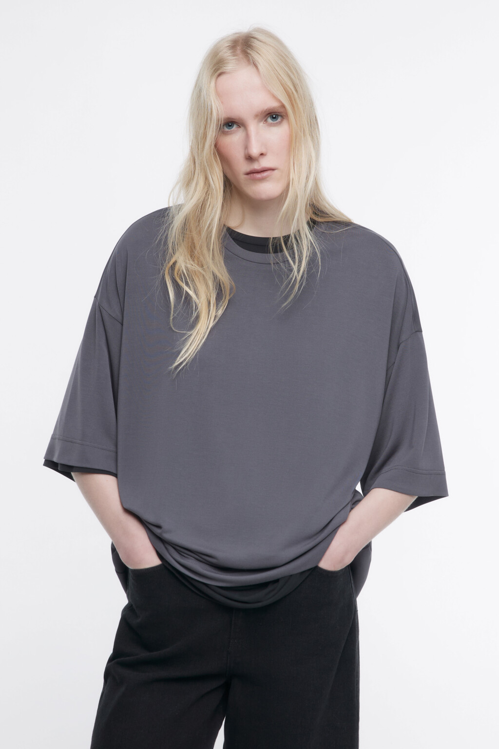 Футболка oversize из модала - цвет серый - 2