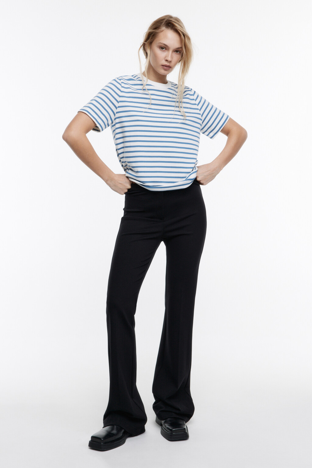 Футболка свободная в полоску - цвет синий - 4