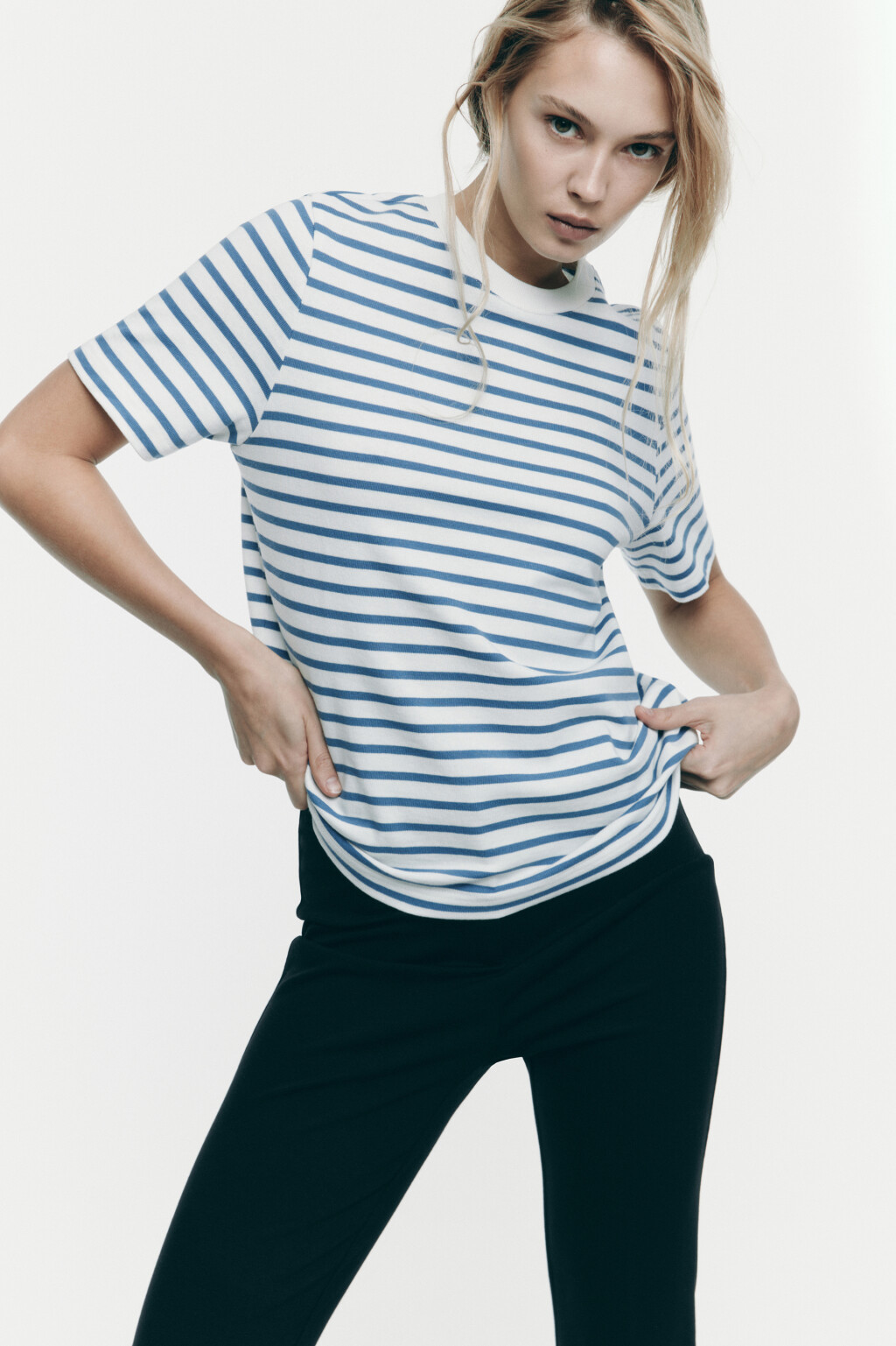 Футболка свободная в полоску - цвет синий - 5