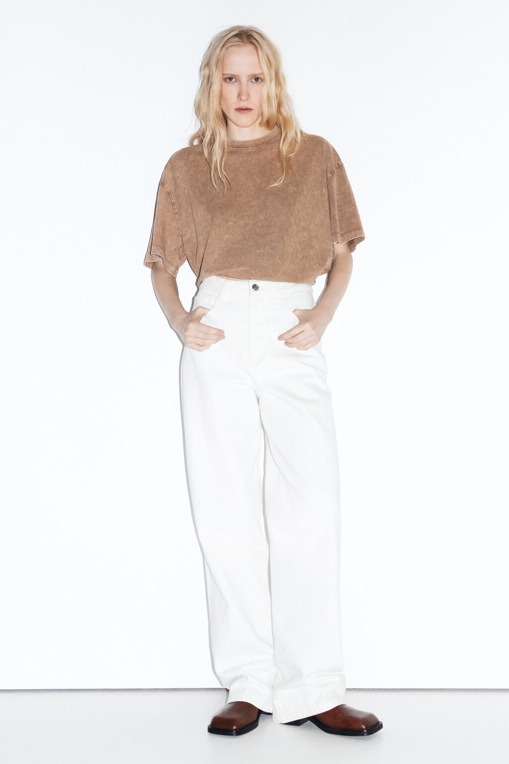 Футболка oversize с вареным эффектом - цвет бежевый - 5