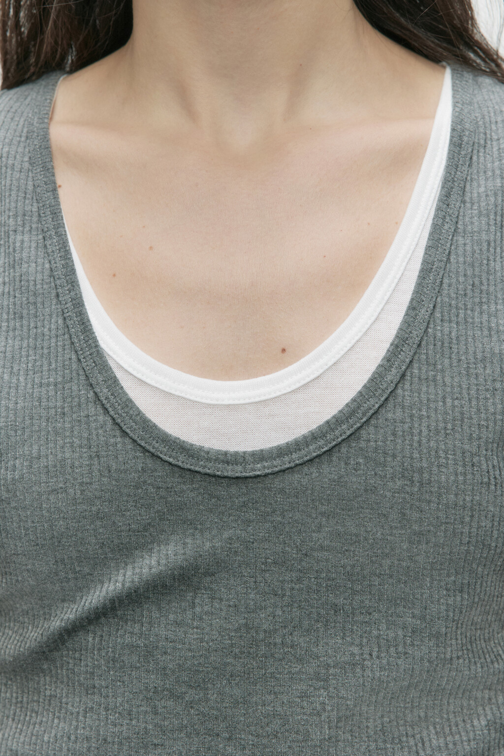 Майка двуслойная с контрастной подкладкой - цвет серый - 6