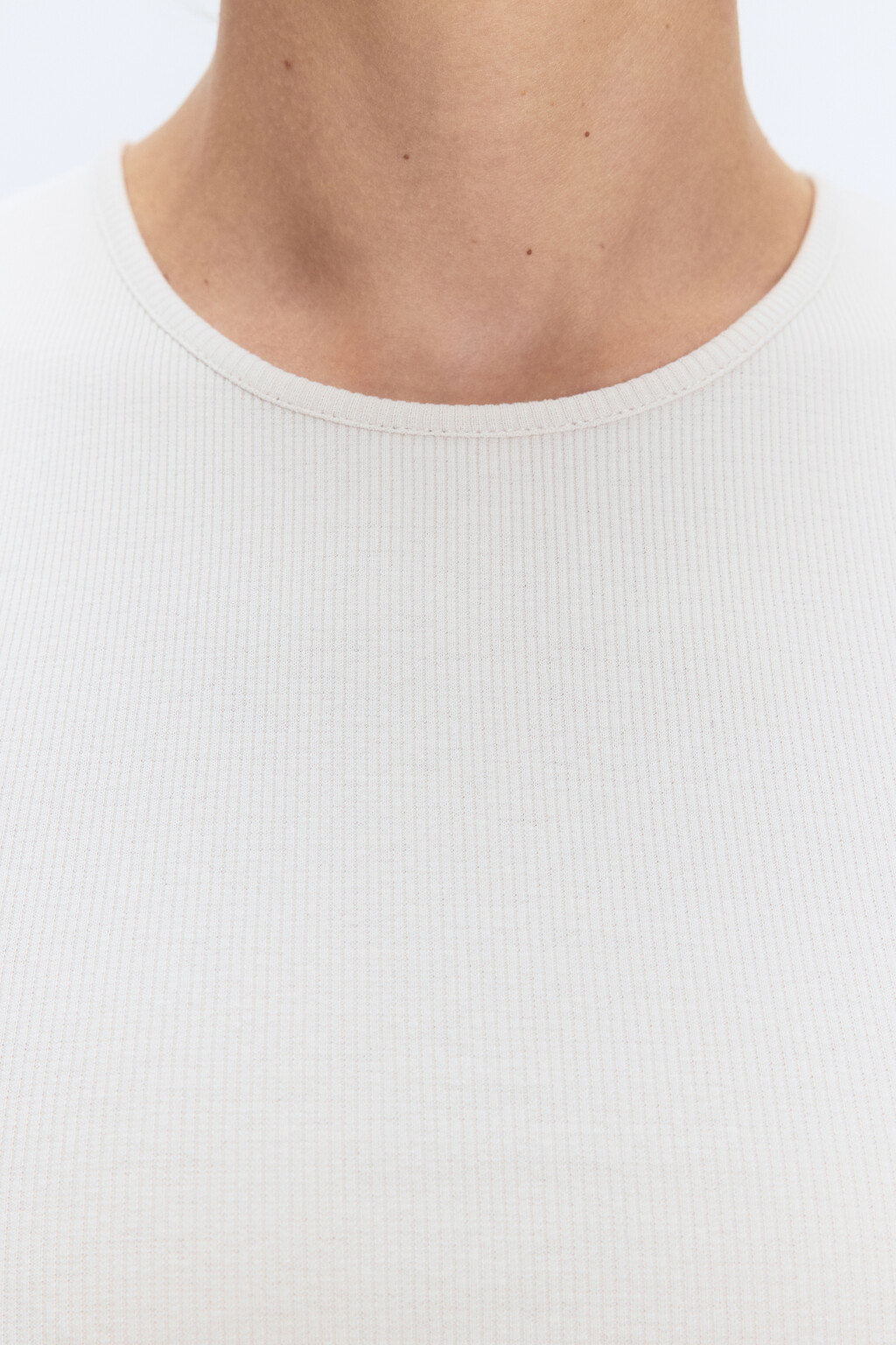 Майка хлопковая облегающая в рубчик - цвет бежевый - 7