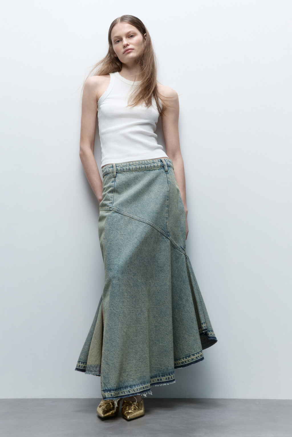 Майка облегающая хлопковая в рубчик - цвет белый - 5