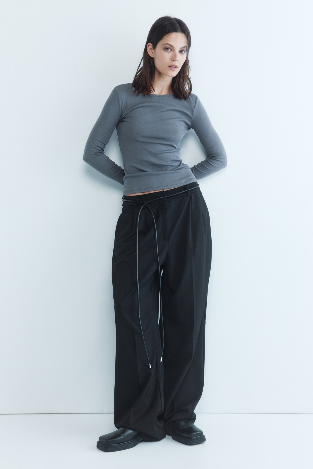 Лонгслив облегающий из органического хлопка - цвет серый - 6