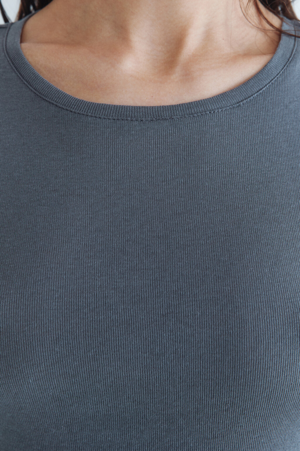 Лонгслив облегающий из органического хлопка - цвет серый - 7