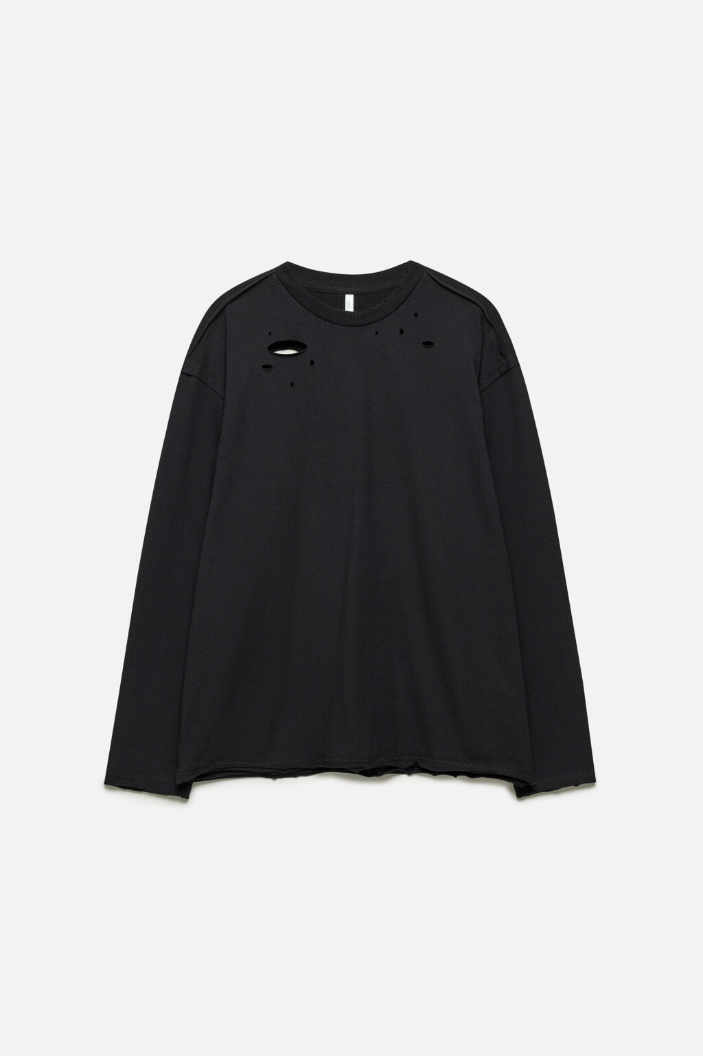 Лонгслив oversize с состаренным эффектом - цвет черный - 8