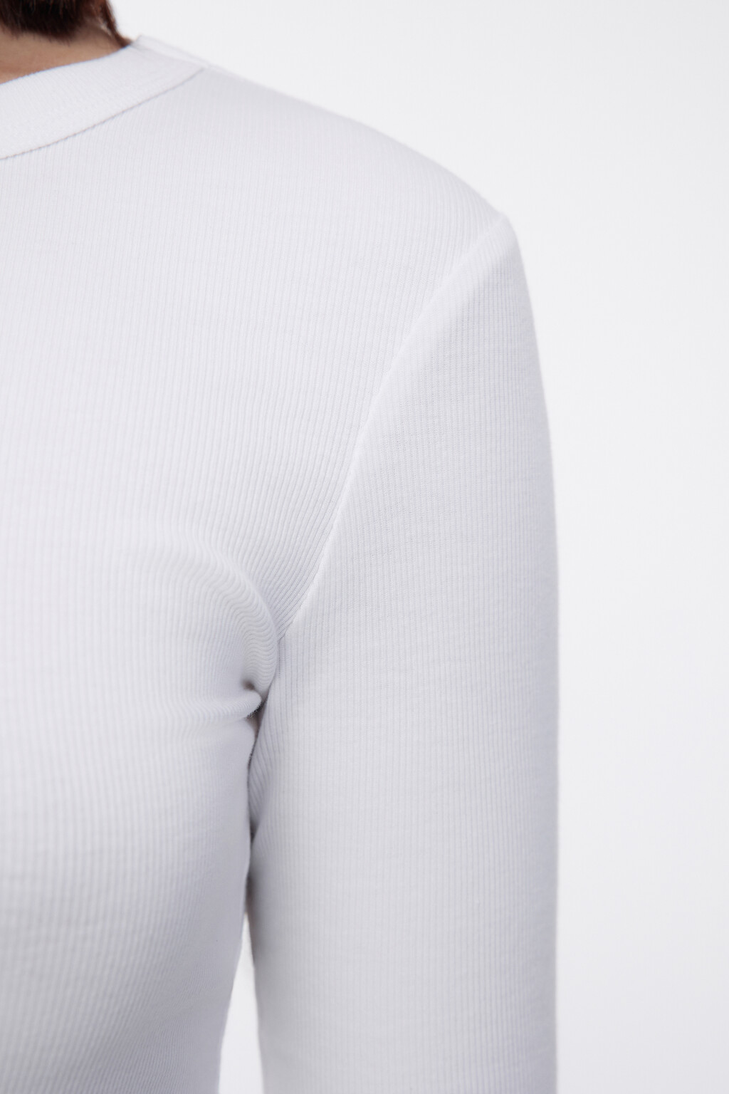 Лонгслив облегающий в рубчик - цвет белый - 6