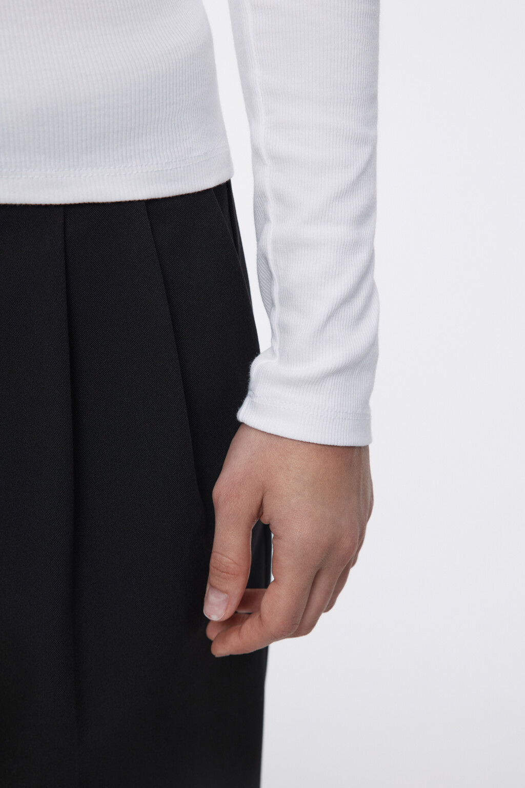 Лонгслив облегающий в рубчик - цвет белый - 7